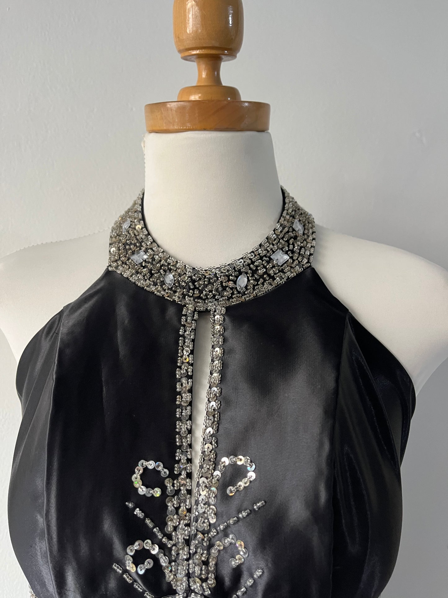 Noir corset beaded dress- One size: Fits S/M