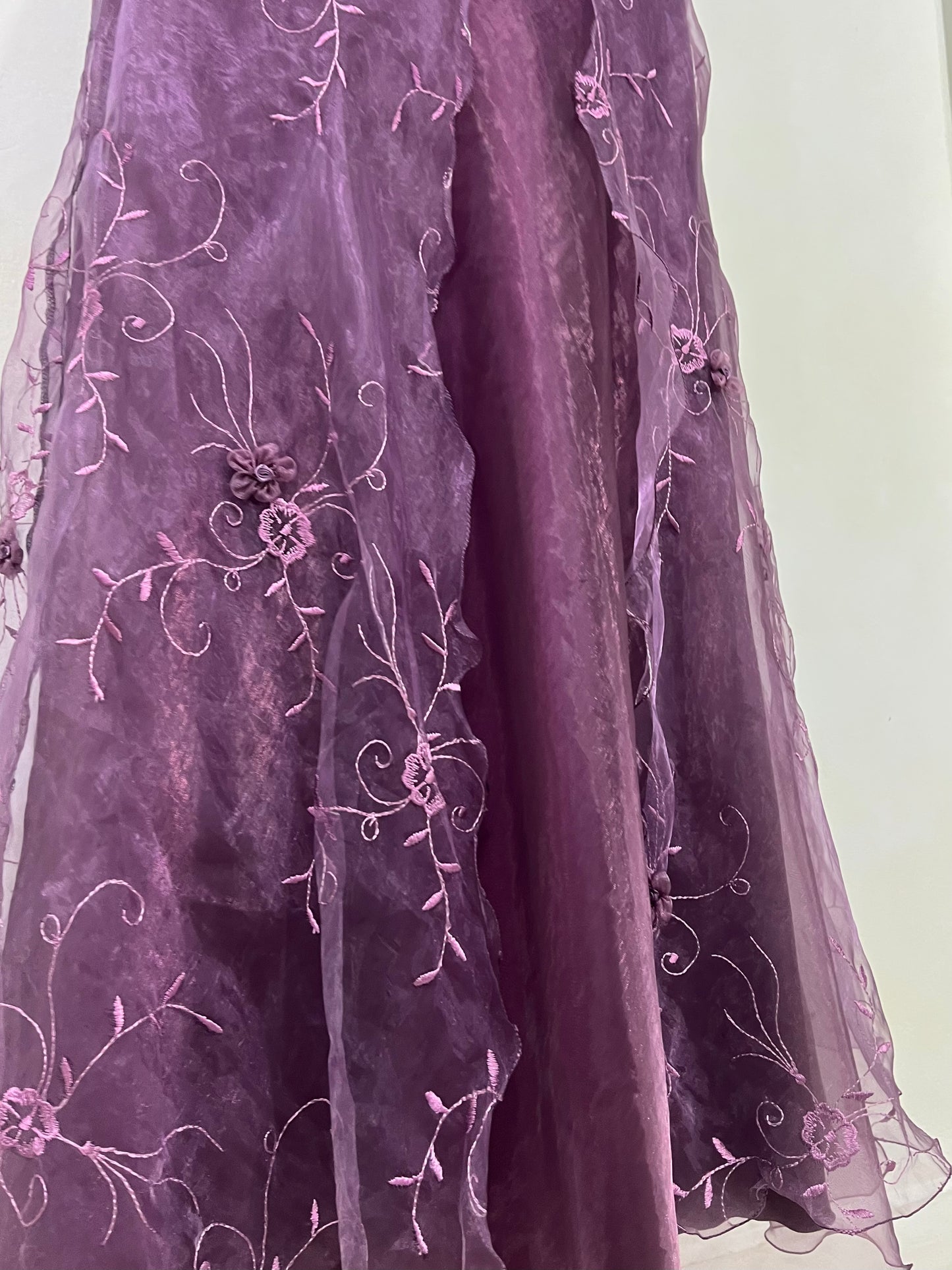 Vintage floral organza halter dress- size L/XL