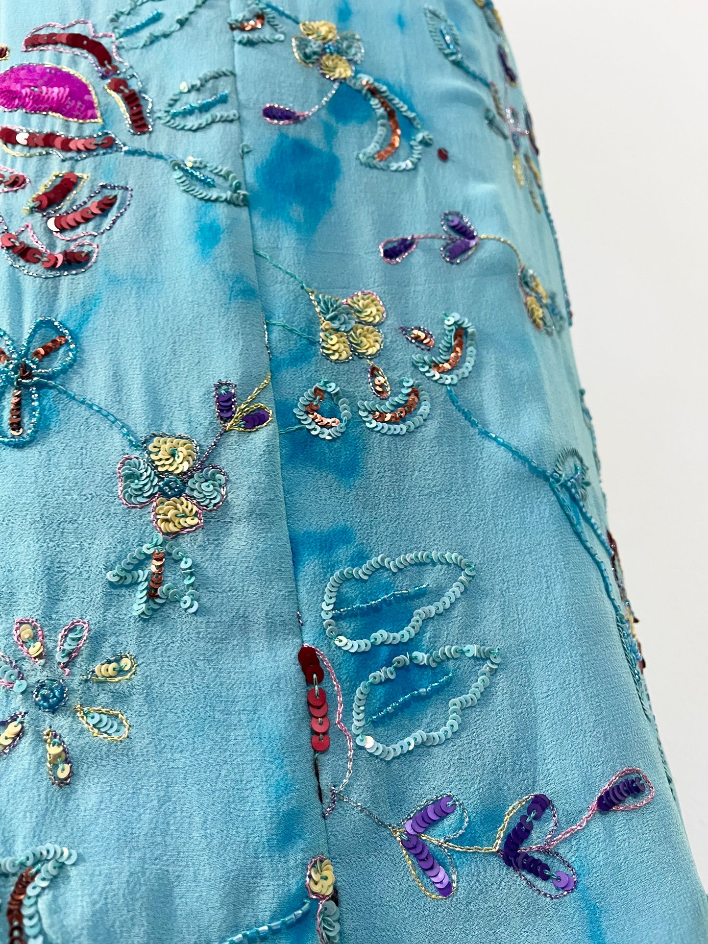 Silk fairy dress with exquisite sequin embroidery and embellishments  - Size M