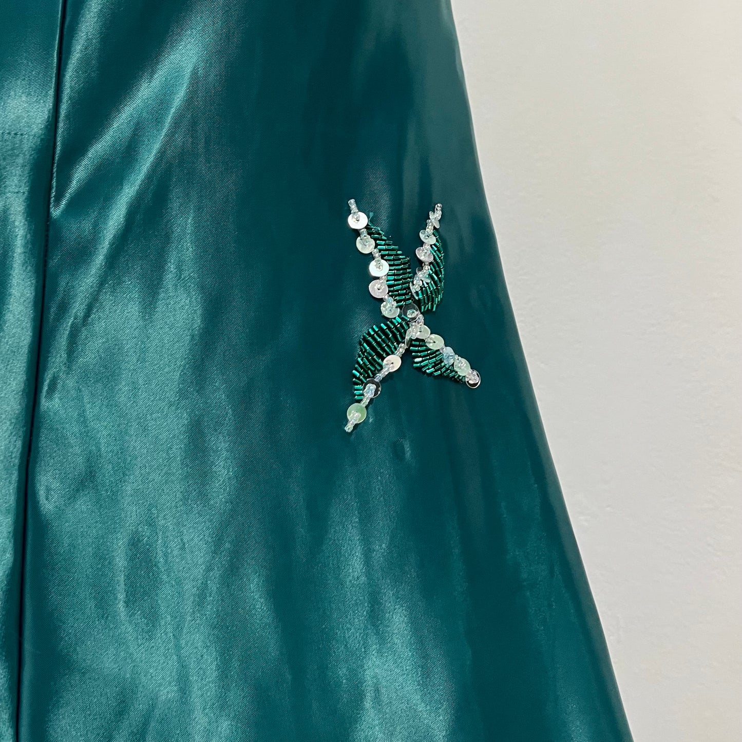 Emerald green corset dress with sequins and rhinestones- size M