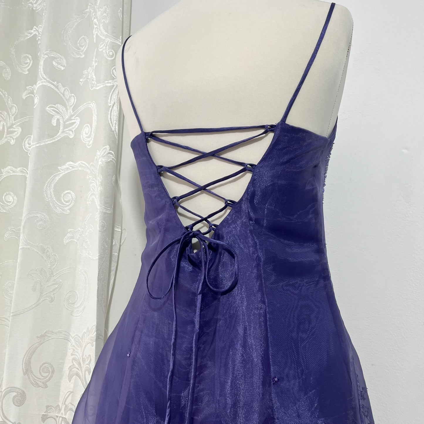 Captivating purple gown dress with exquisite hand embroidered sequins- Size L/XL