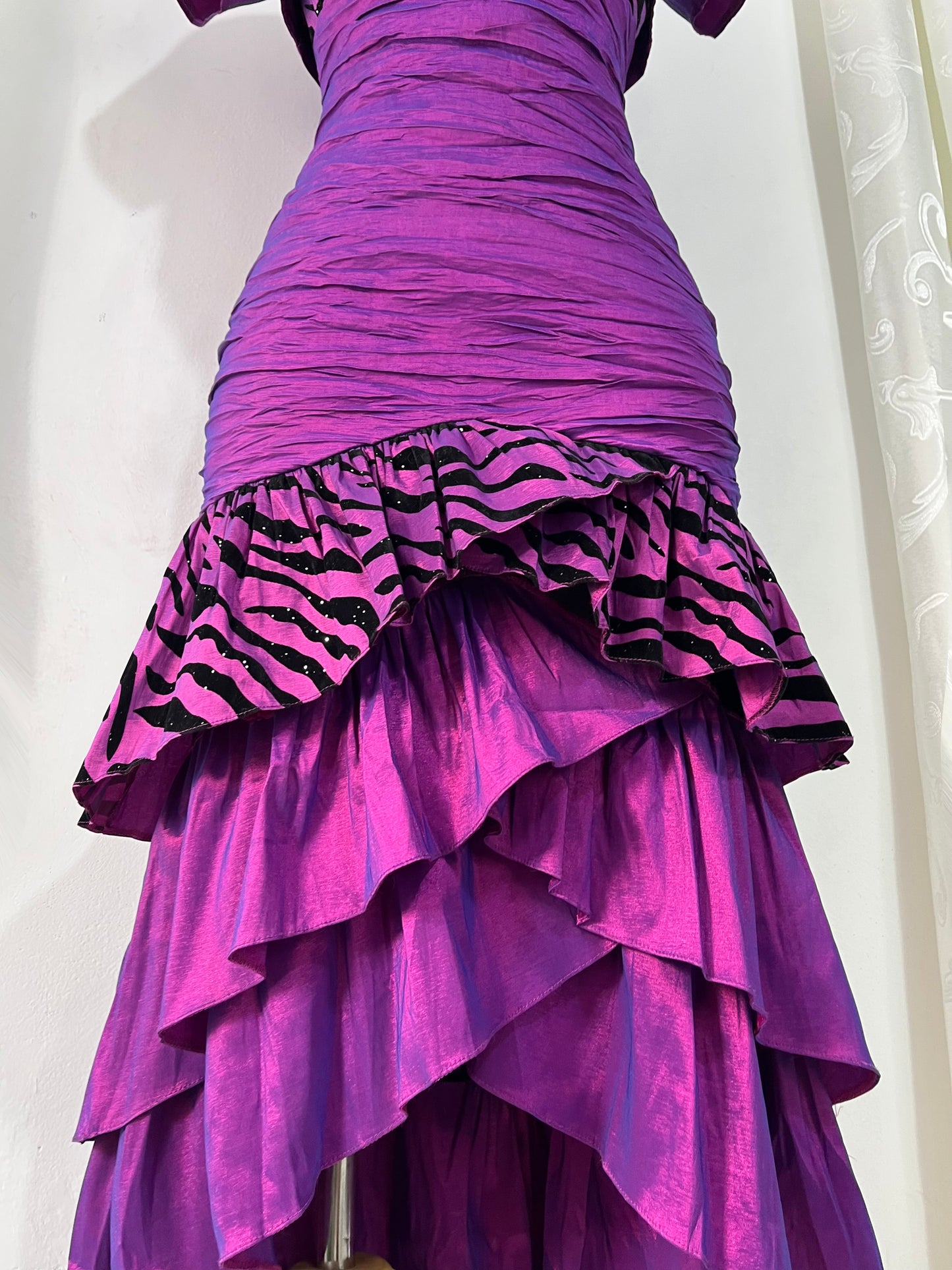 Vintage iridescent purple corset dress with matching bolero-size S