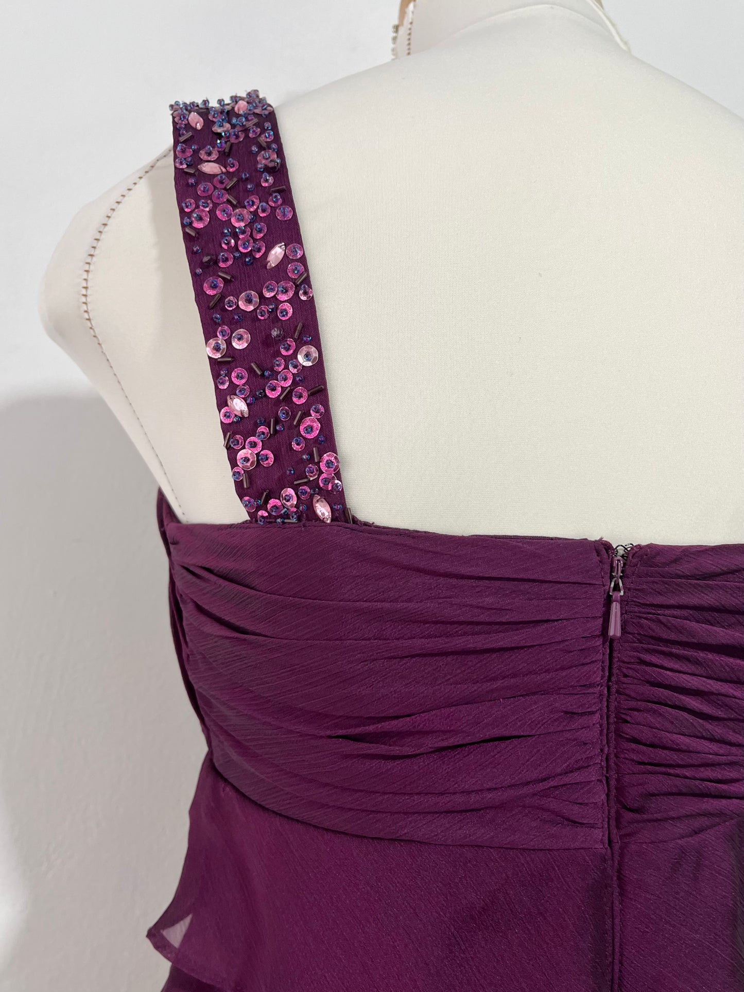 Layered purple dress with rhinestones and embellishments- size S