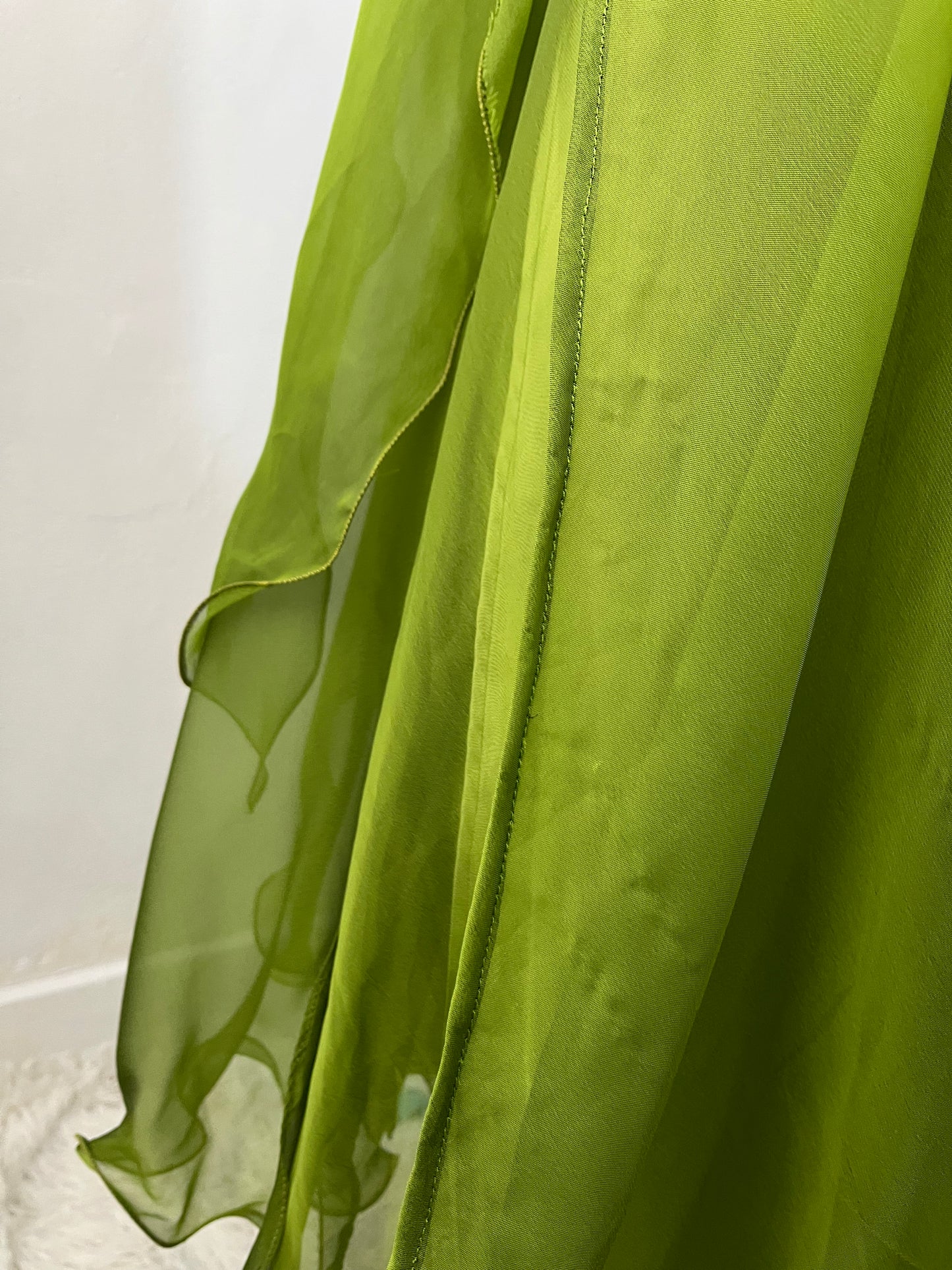 Dreamy fairy olive green dress with rhinestone and bead embroidery