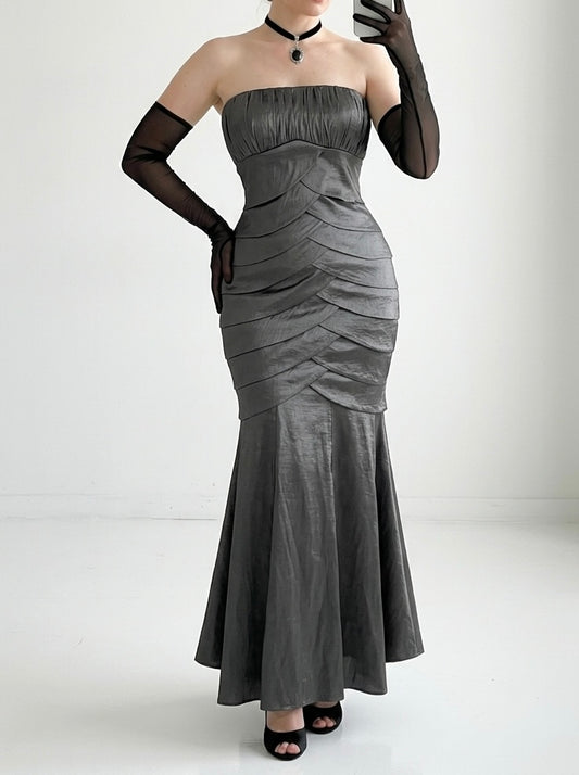 Iridescent gray layered mermaid-style dress- Size M/L