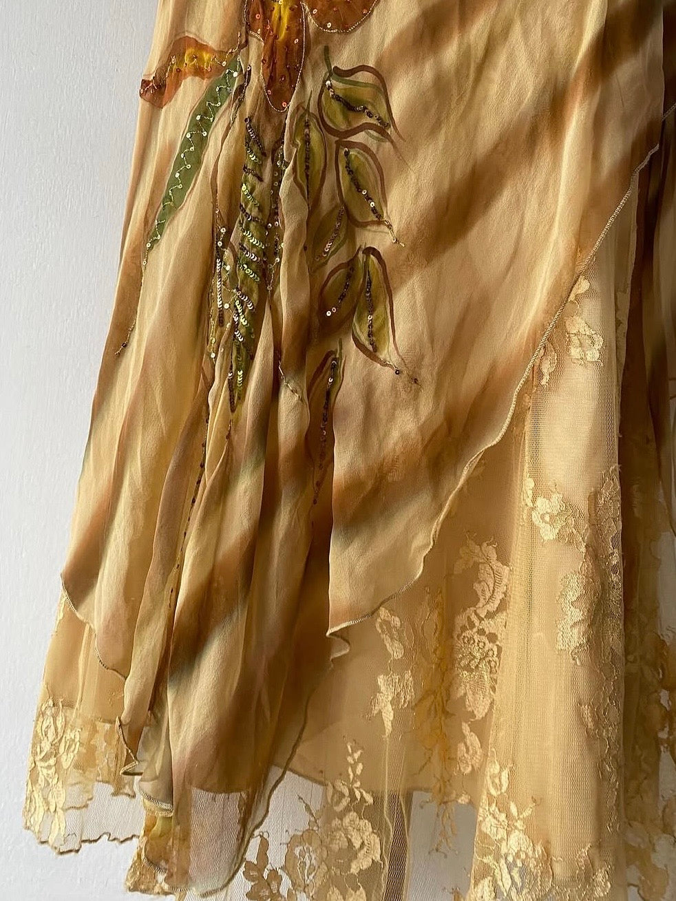 Vintage Bicici silk dress with fairy embroidery- size S