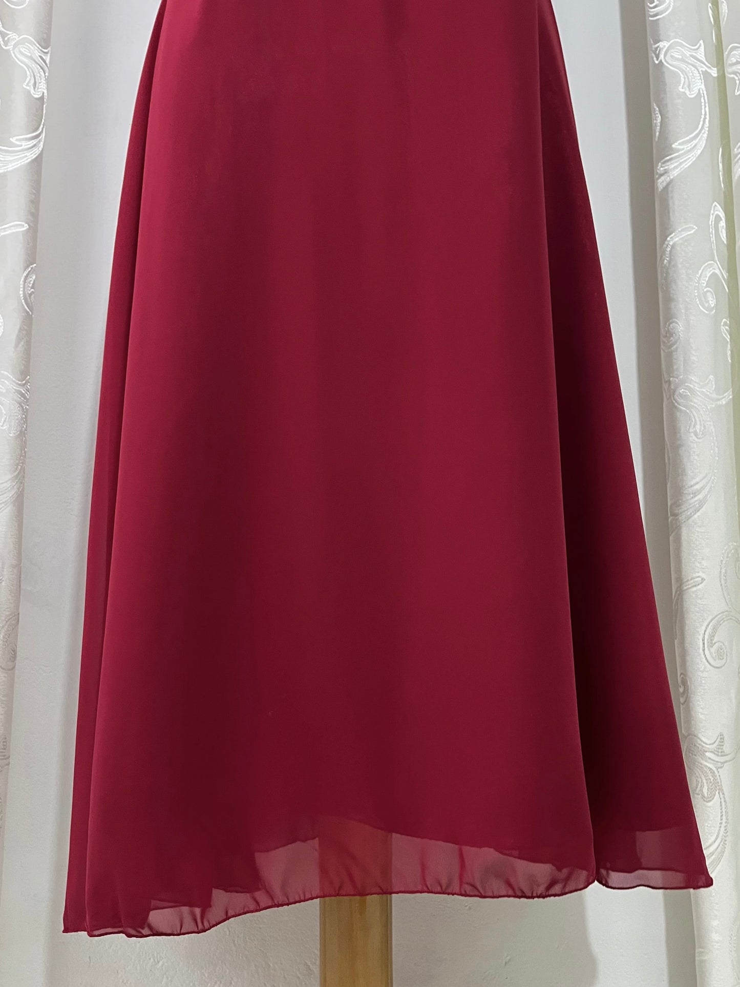Burgundy corset gown dress with embellishment and pearls- Size M/L