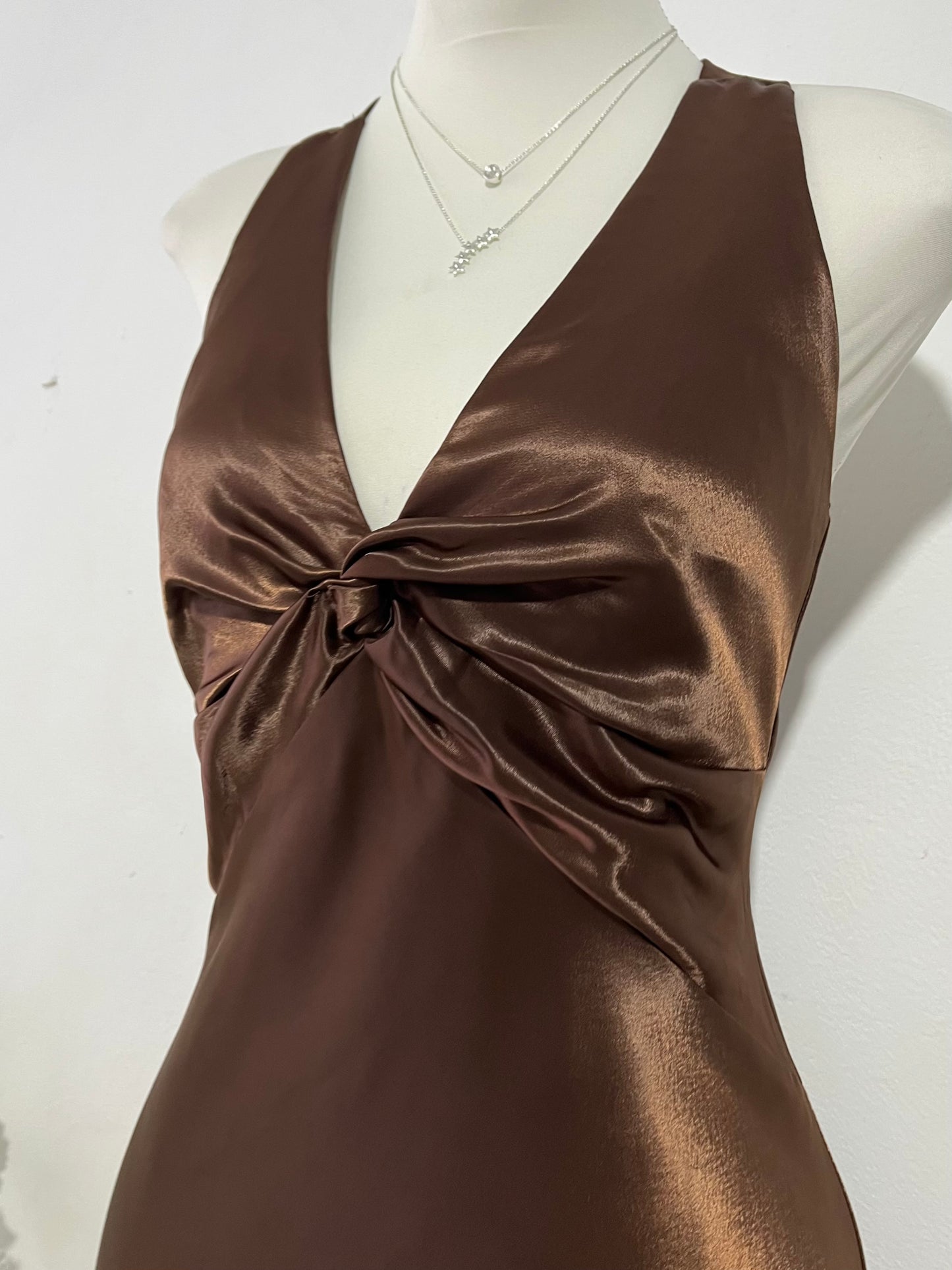 Chocolate brown satin dress- size S