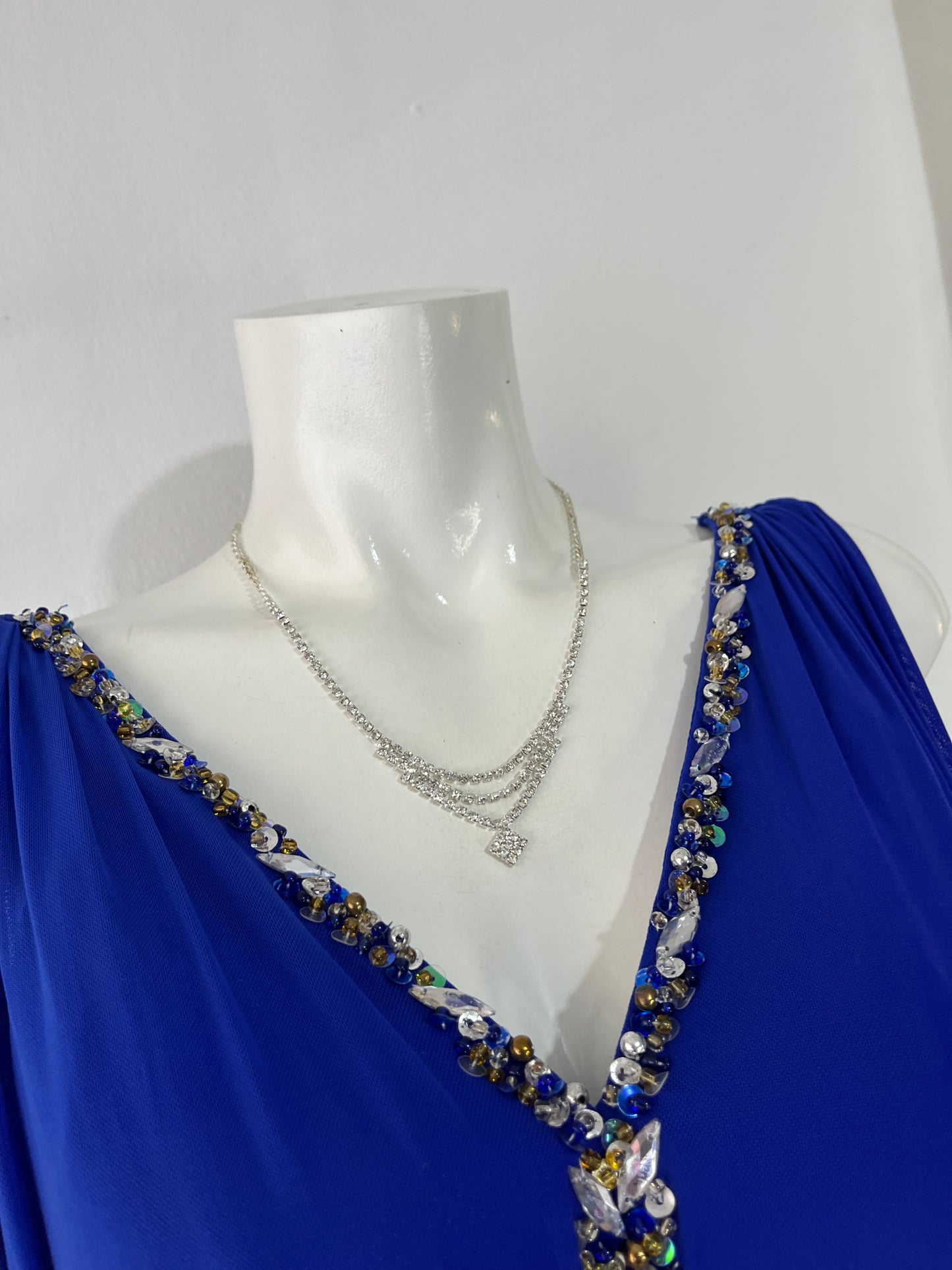 Royal blue evening gown with rhinestones-size M