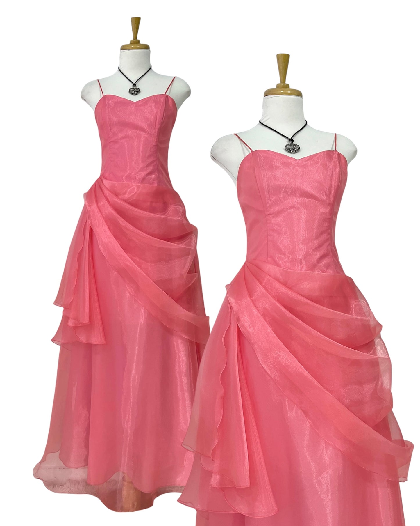 Coral Organza Evening Dress- size S