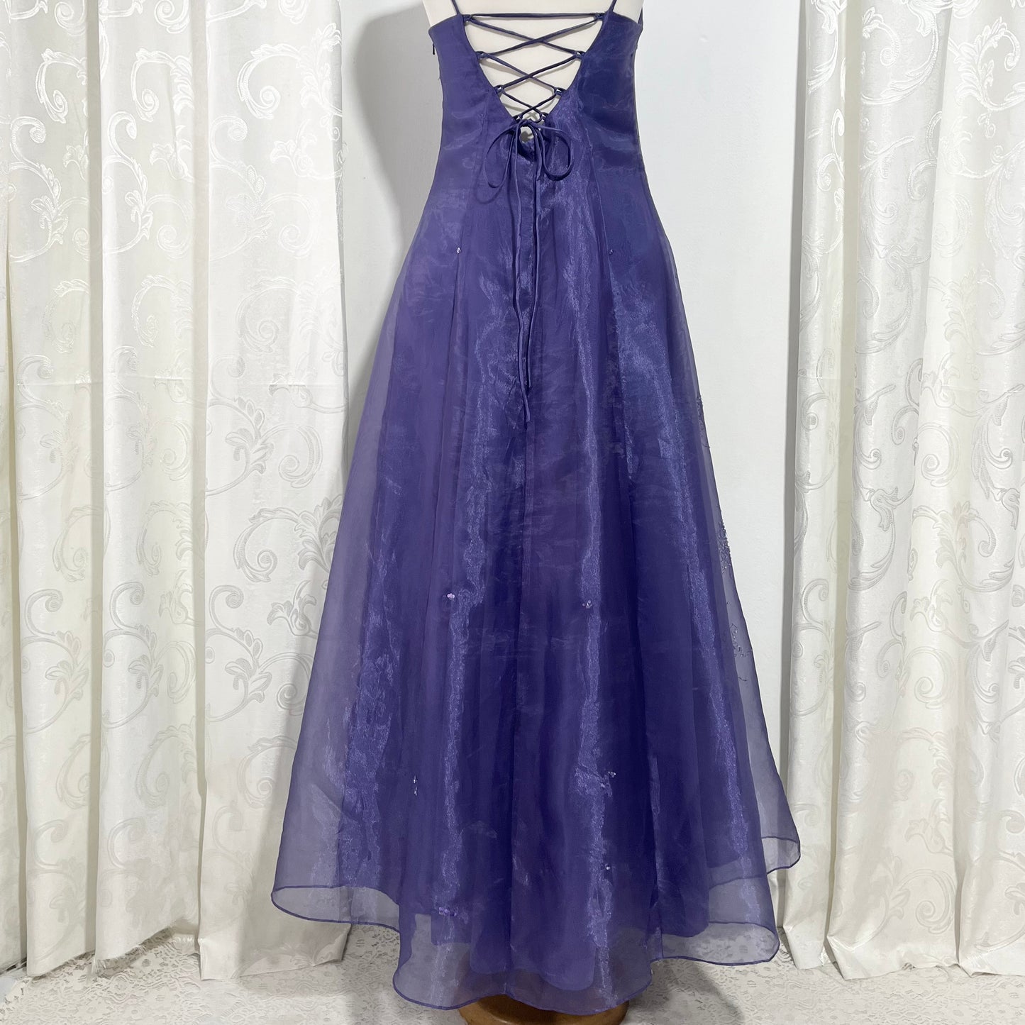 Captivating purple gown dress with exquisite hand embroidered sequins- Size L/XL
