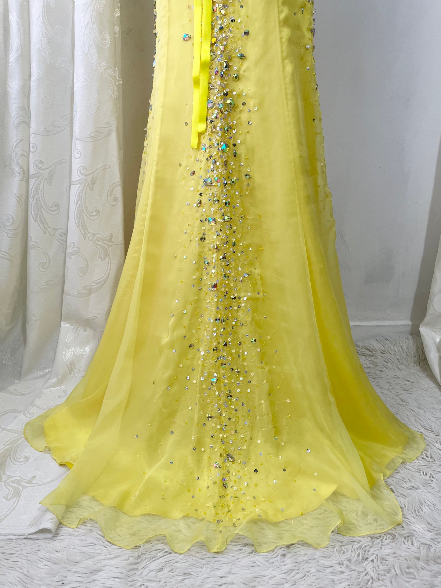 Mermaid style corset dress with exquisite hand embroidered rhinestones-size S