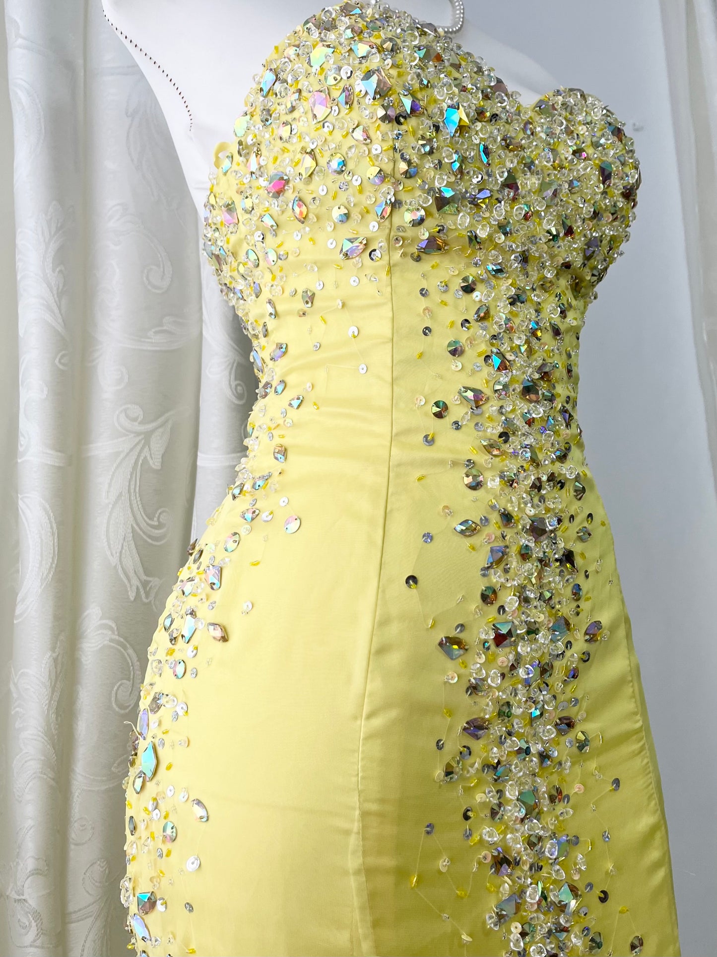 Mermaid style corset dress with exquisite hand embroidered rhinestones-size S