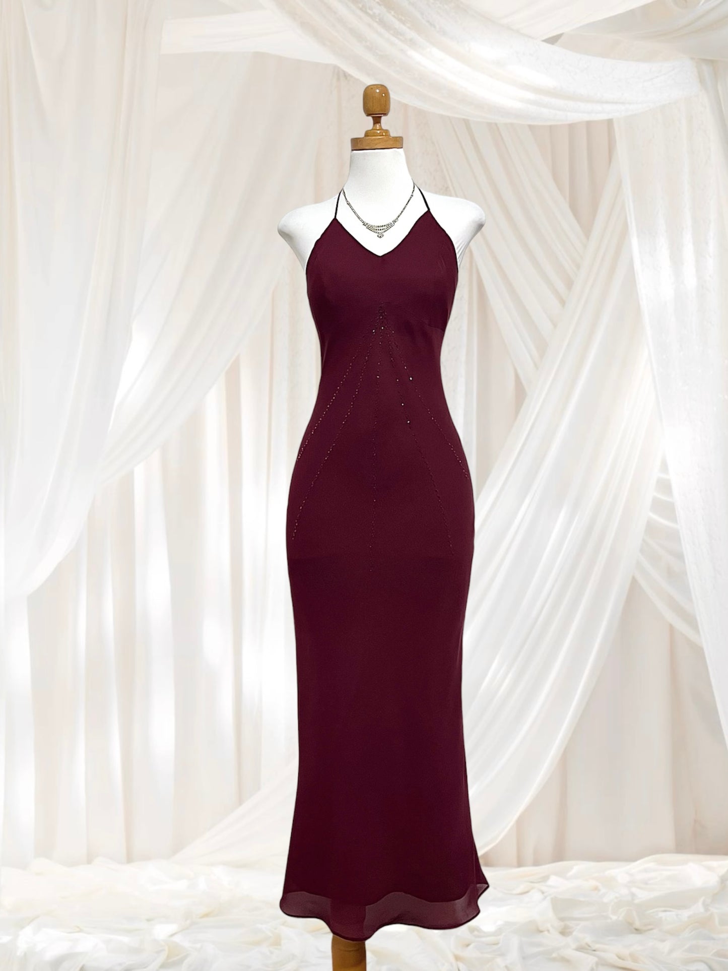 Burgundy beaded dress
