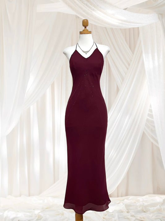 Burgundy beaded dress
