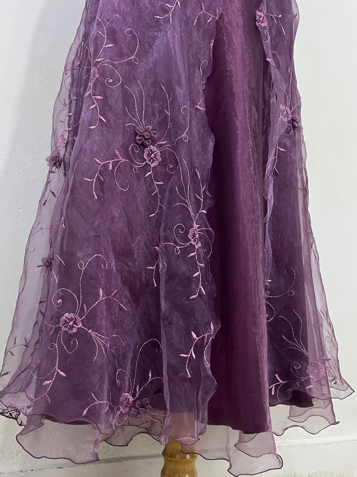Vintage floral organza halter dress- size L/XL