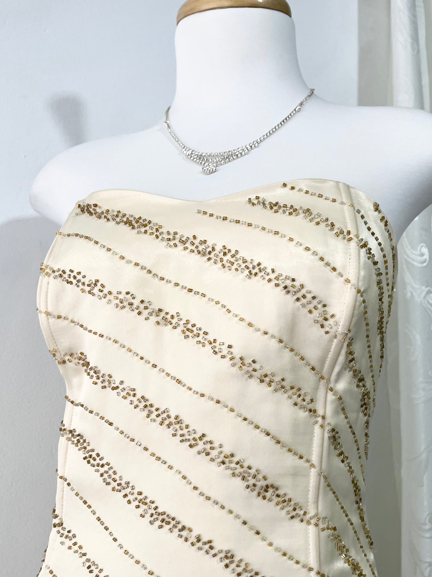 Ivory corset mermaid dress with embroidered embellishments-size S