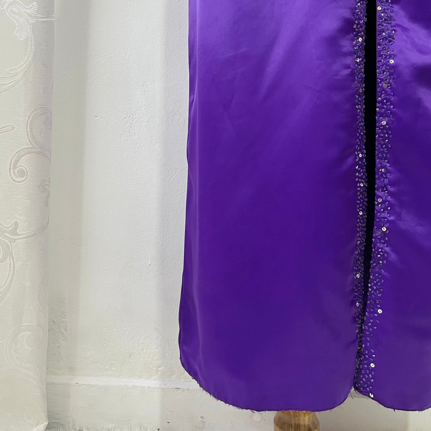Royal purple corset gown with sequins and bead embellishments-size S