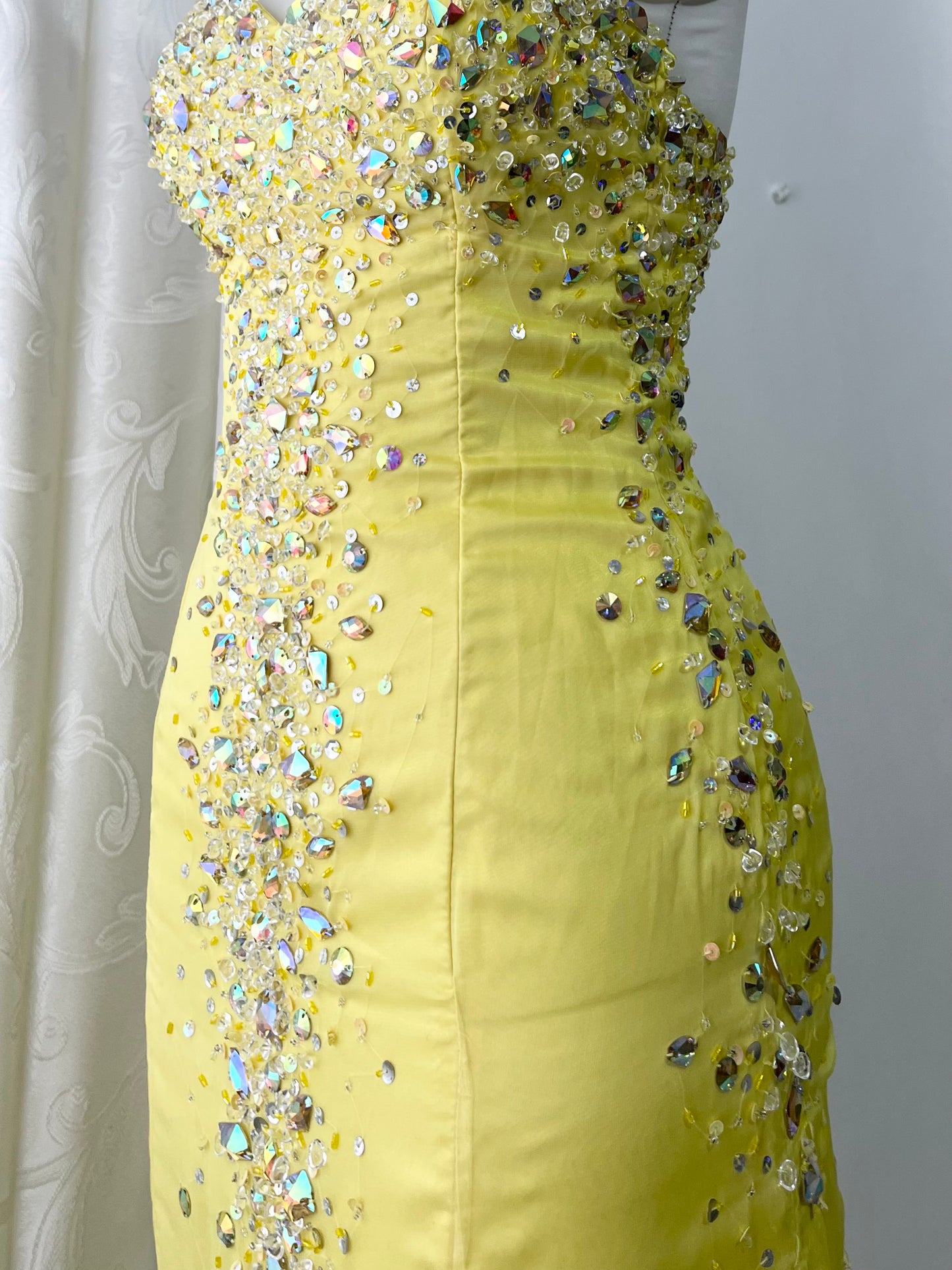 Mermaid style corset dress with exquisite hand embroidered rhinestones-size S