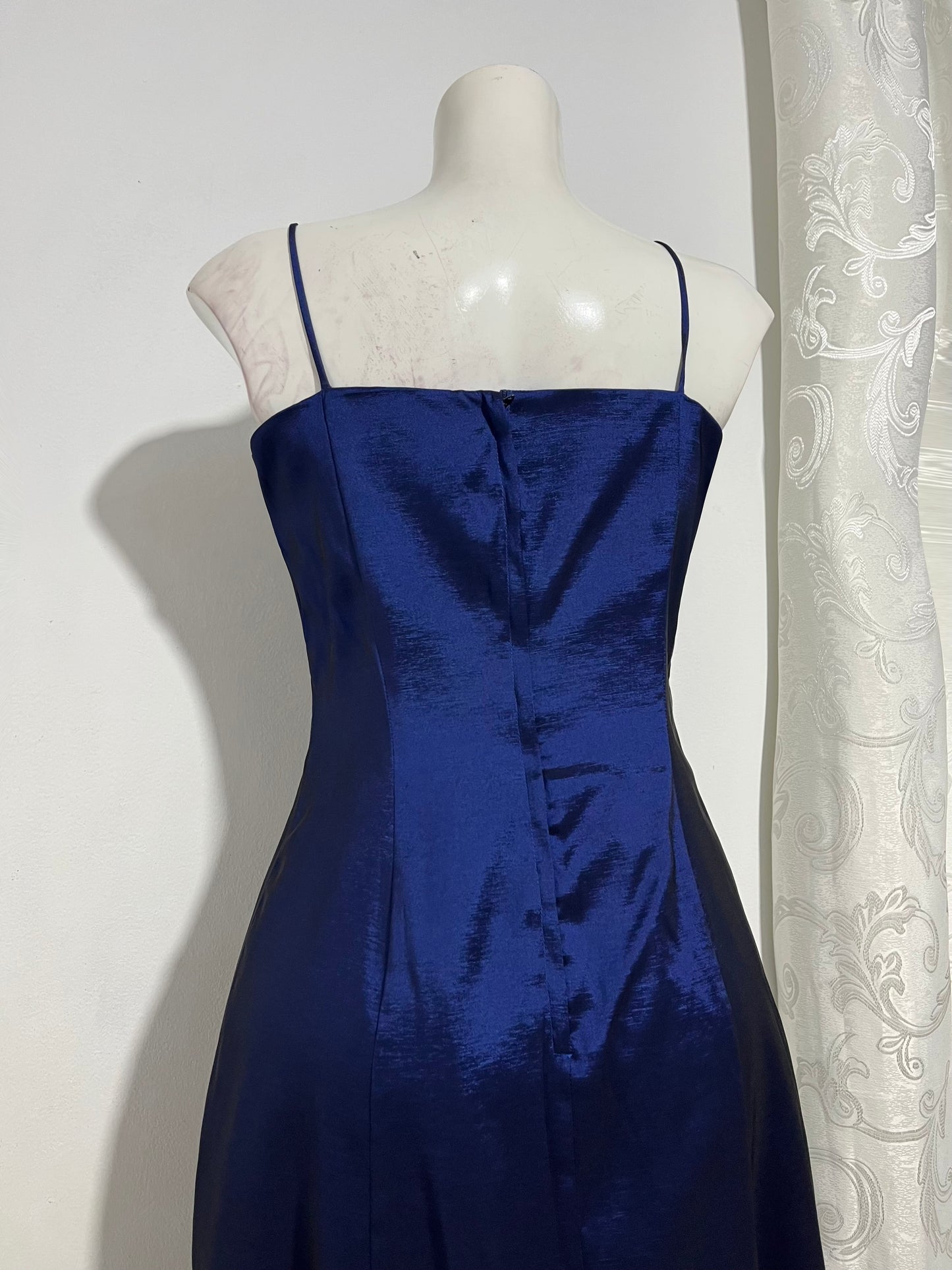 Iridescent blue dress with sequins and embroidered embellishments- size M/L