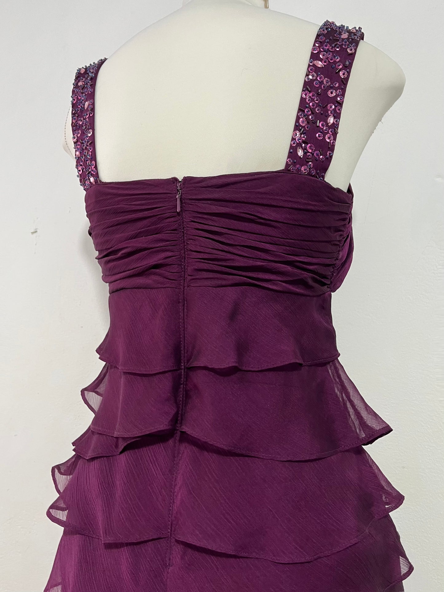 Layered purple dress with rhinestones and embellishments- size S