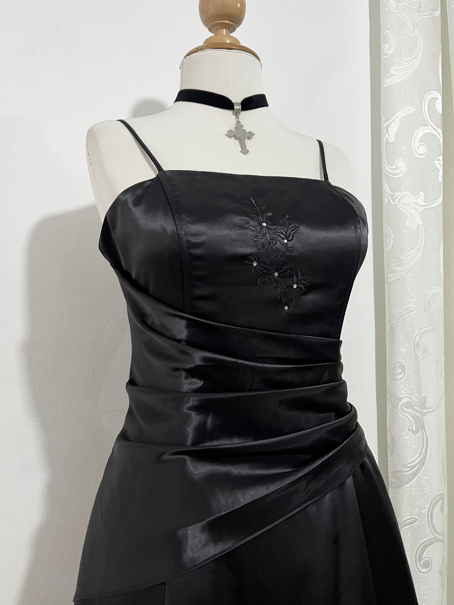 Noir corset beaded dress- size M