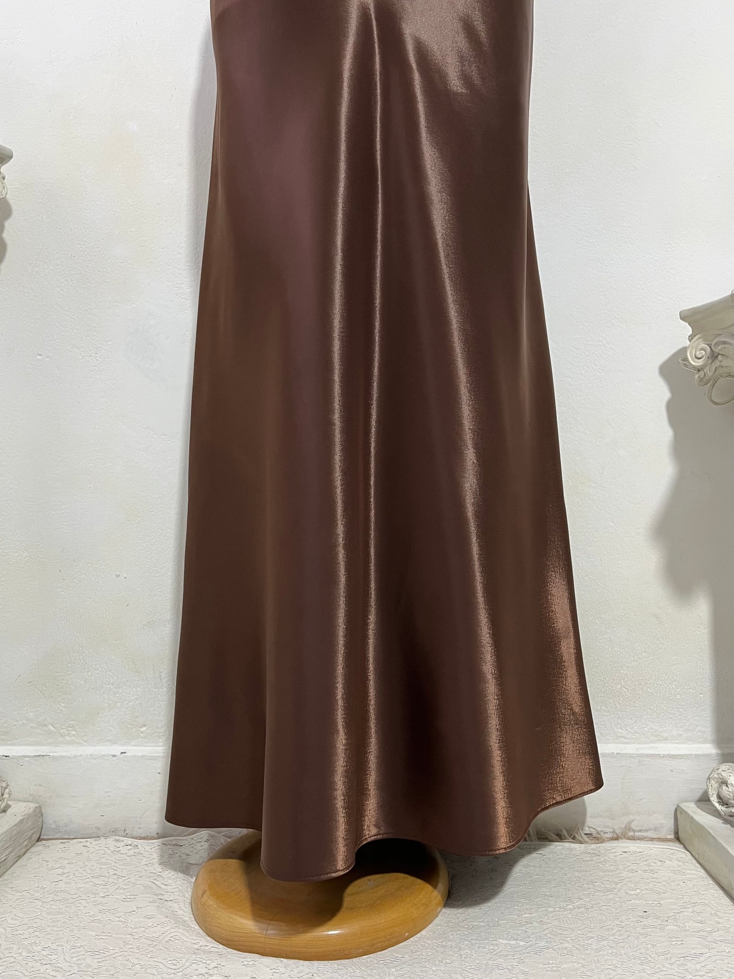 Chocolate brown satin dress- size S