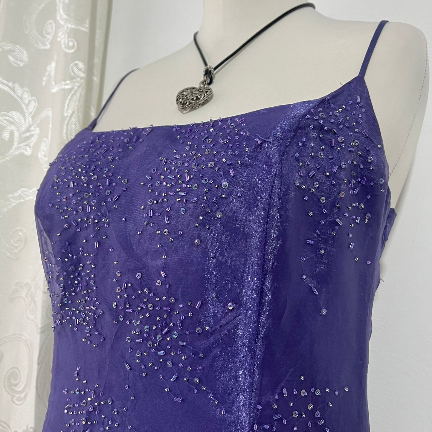 Captivating purple gown dress with exquisite hand embroidered sequins- Size L/XL