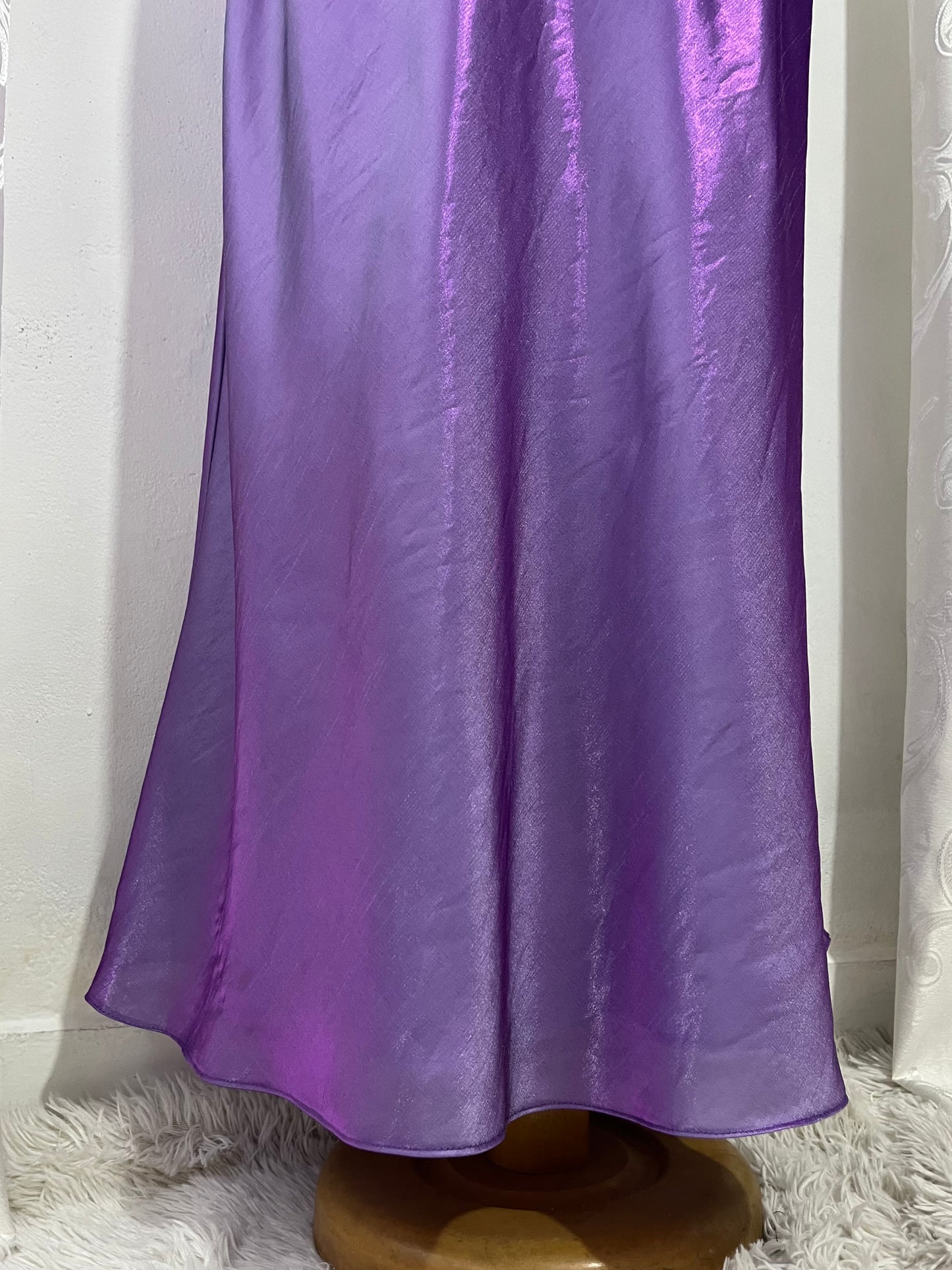 Iridescent purple gown with embellishments and hand embroidered rhinestones - Size M
