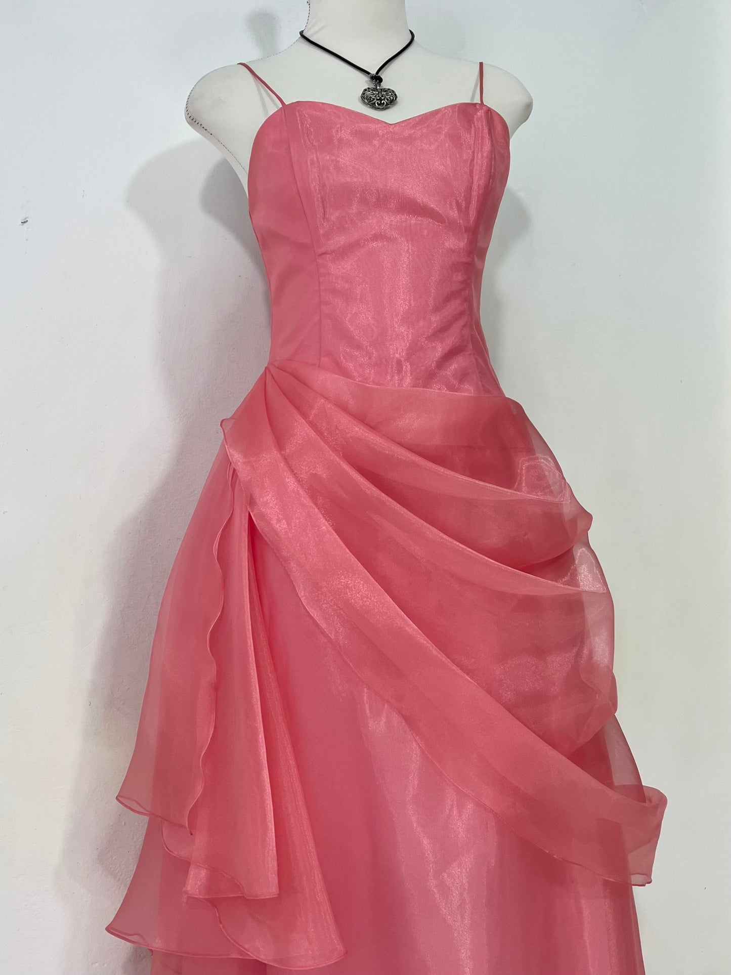 Coral Organza Evening Dress- size S