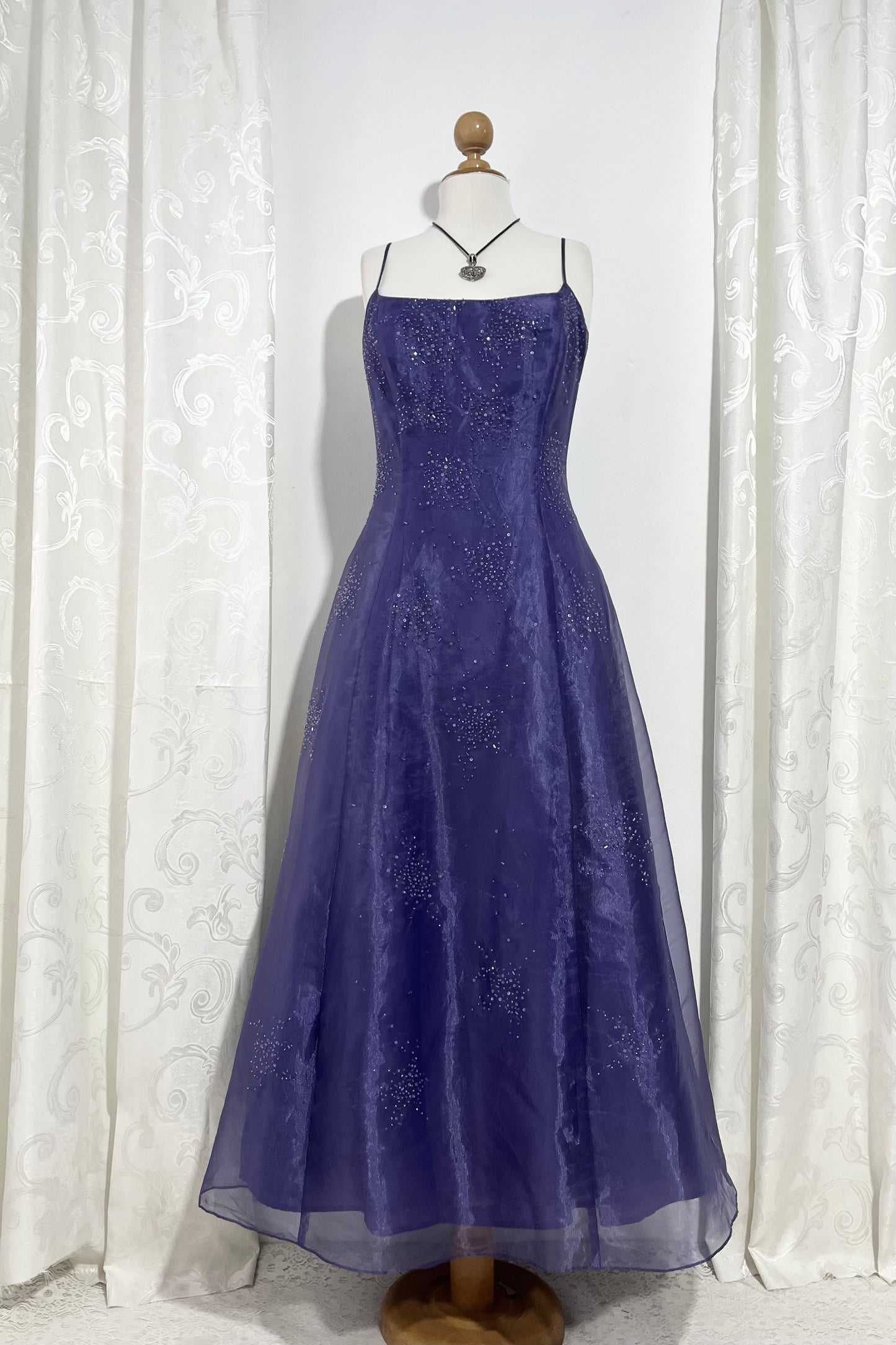 Captivating purple gown dress with exquisite hand embroidered sequins- Size L/XL