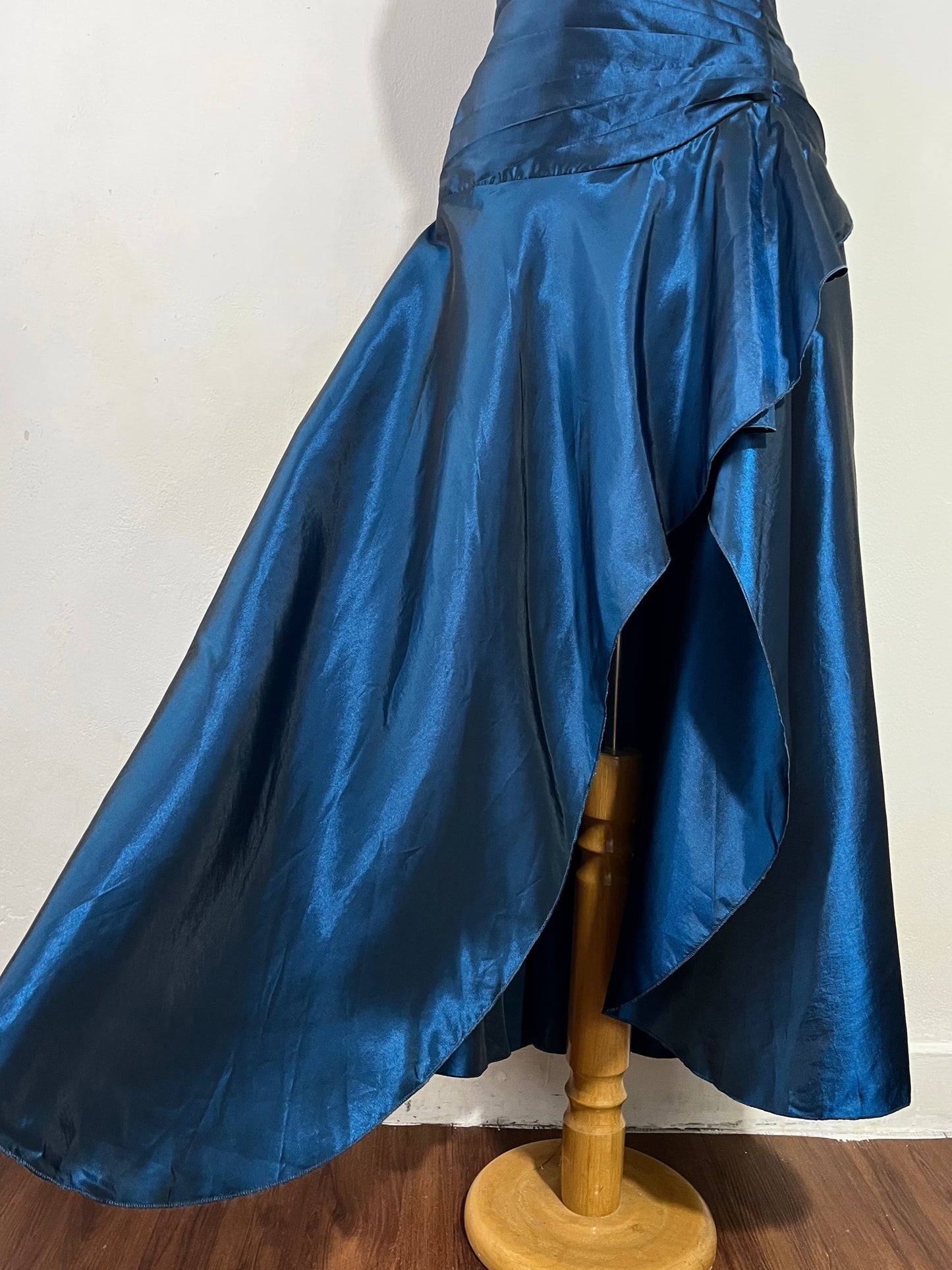 Dark blue iridescent taffeta corset dress- size L/XL