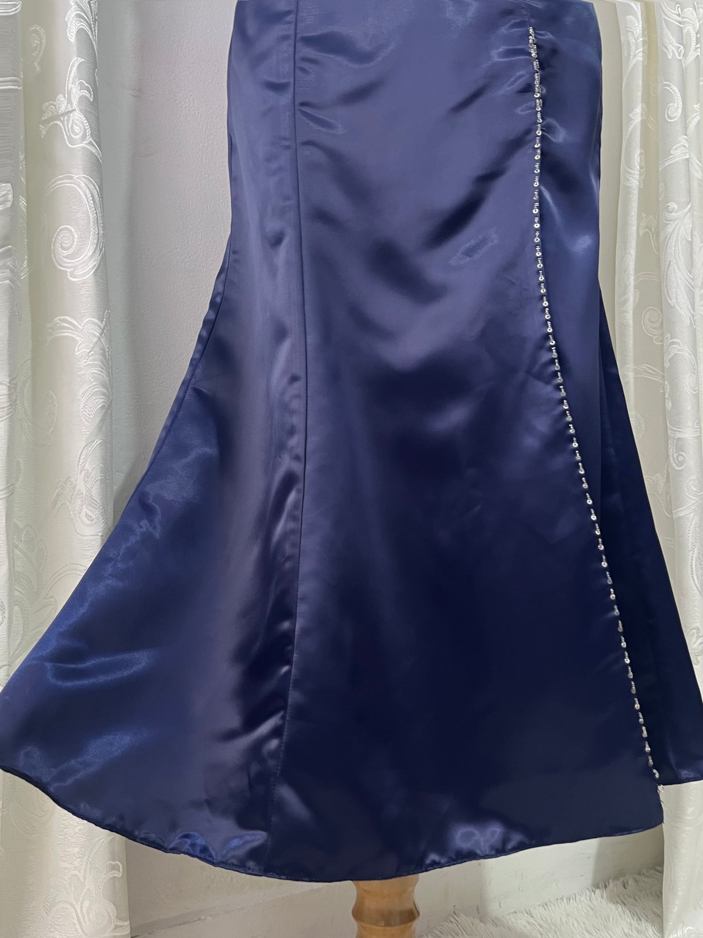 Dark blue mermaid corset dress with rhinestones and embellishments-size S