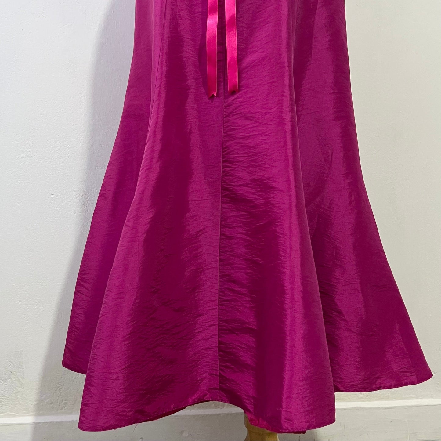 Fuchsia corset dress with exquisite hand sewn beadwork -Size M