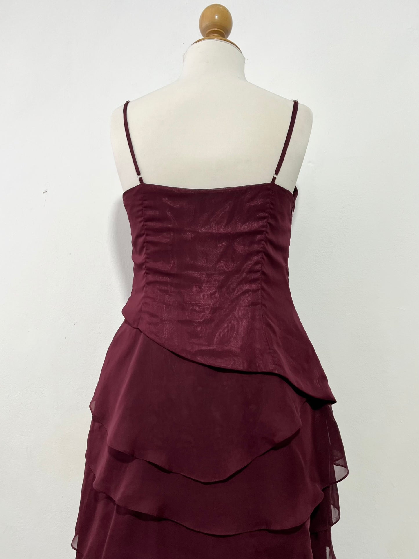 Burgundy layered dress with rhinestones- size M/L