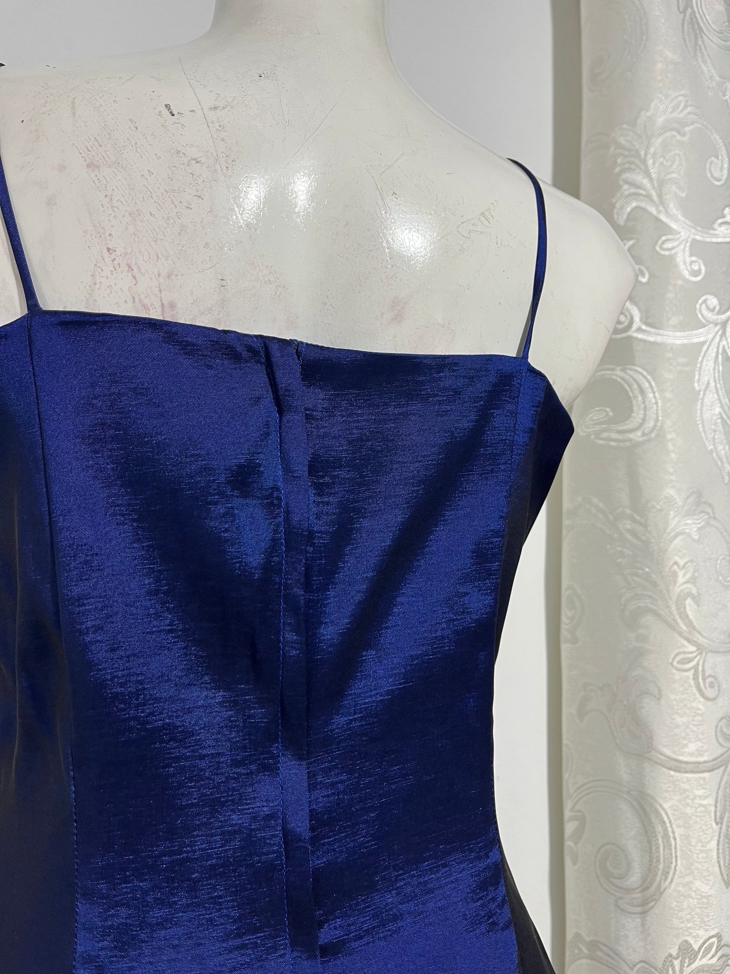 Iridescent blue dress with sequins and embroidered embellishments- size M/L