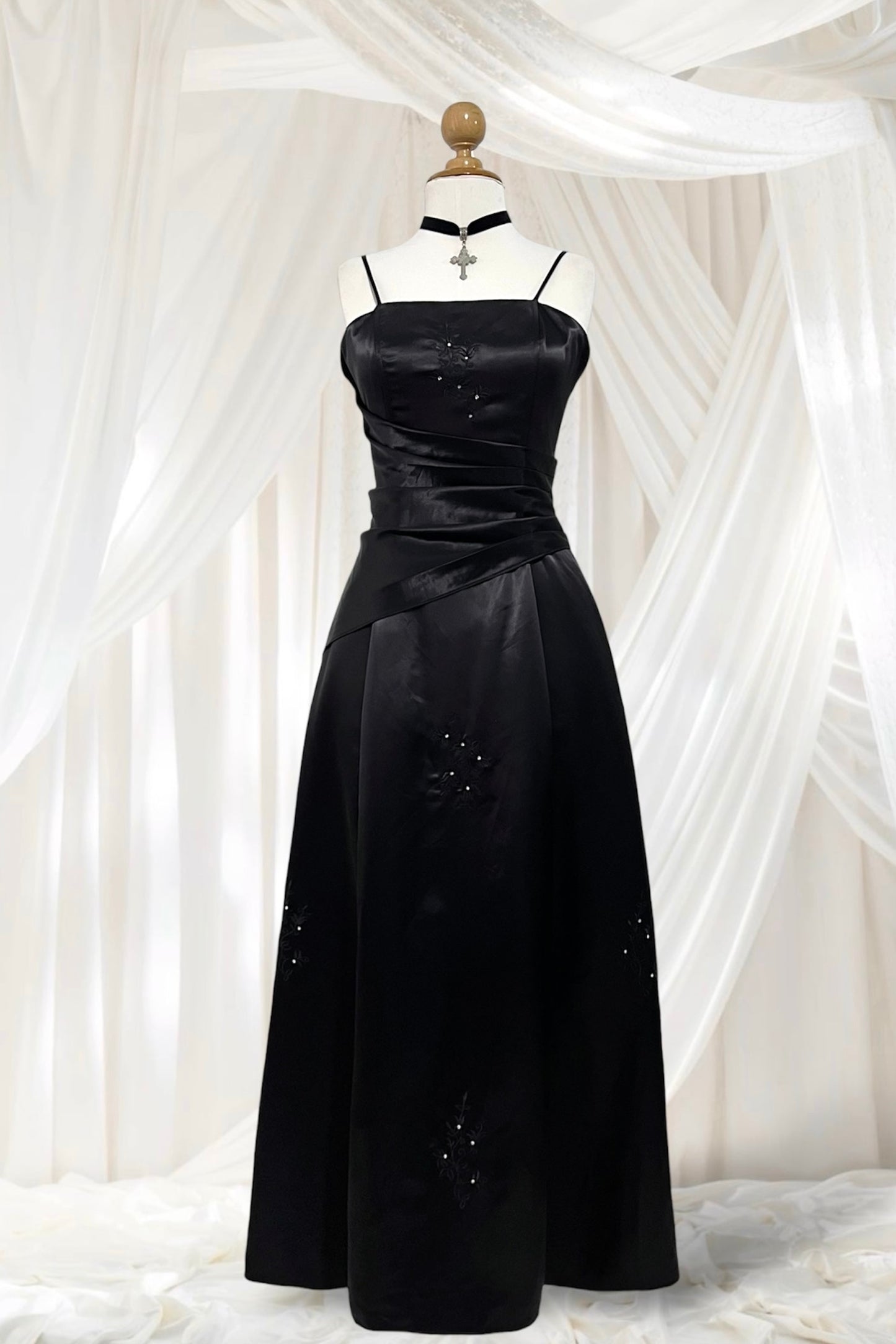 Noir corset beaded dress- size M