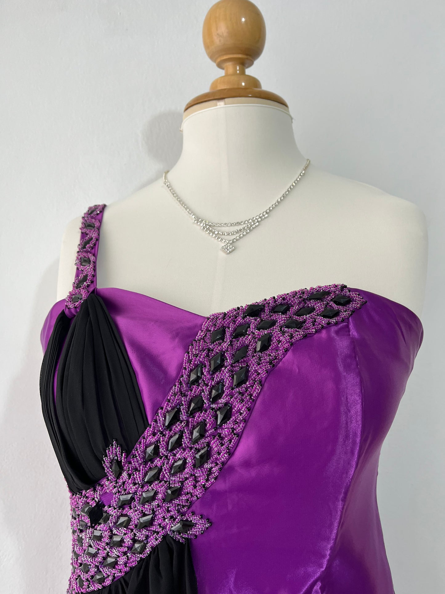 Asymmetrical corset gown dress with exquisite hand embroidery beads and rhinestones