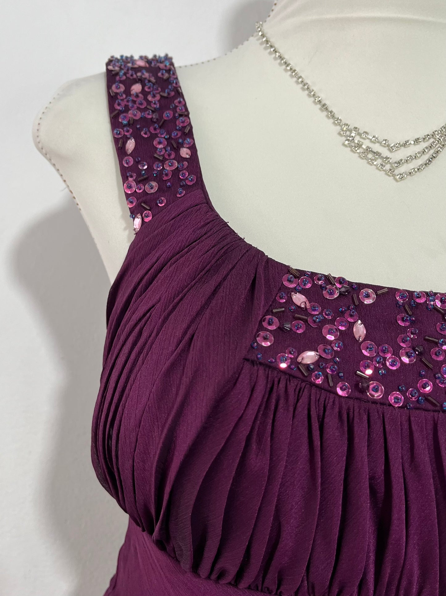 Layered purple dress with rhinestones and embellishments- size S