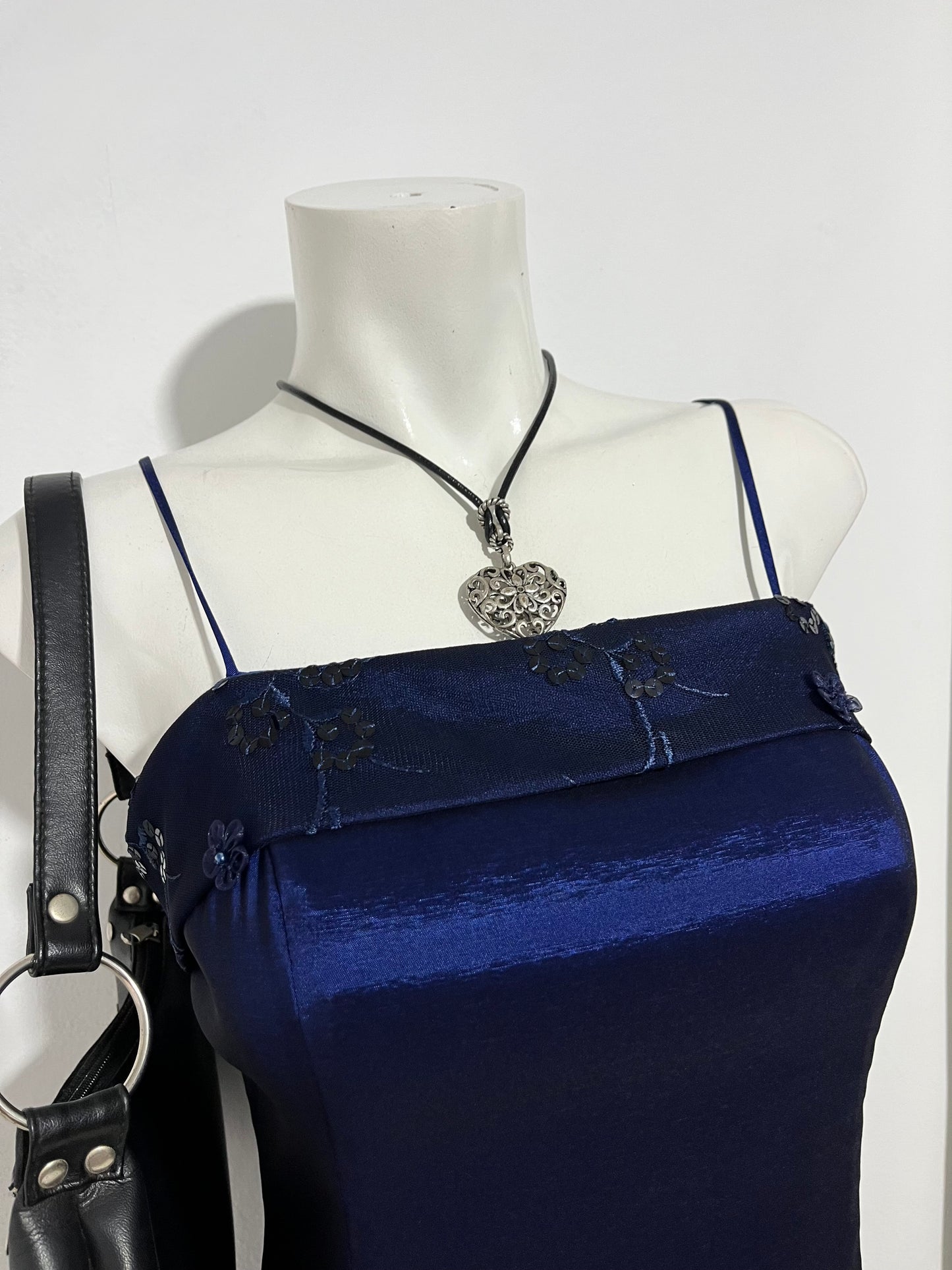 Iridescent blue dress with sequins and embroidered embellishments- size M/L