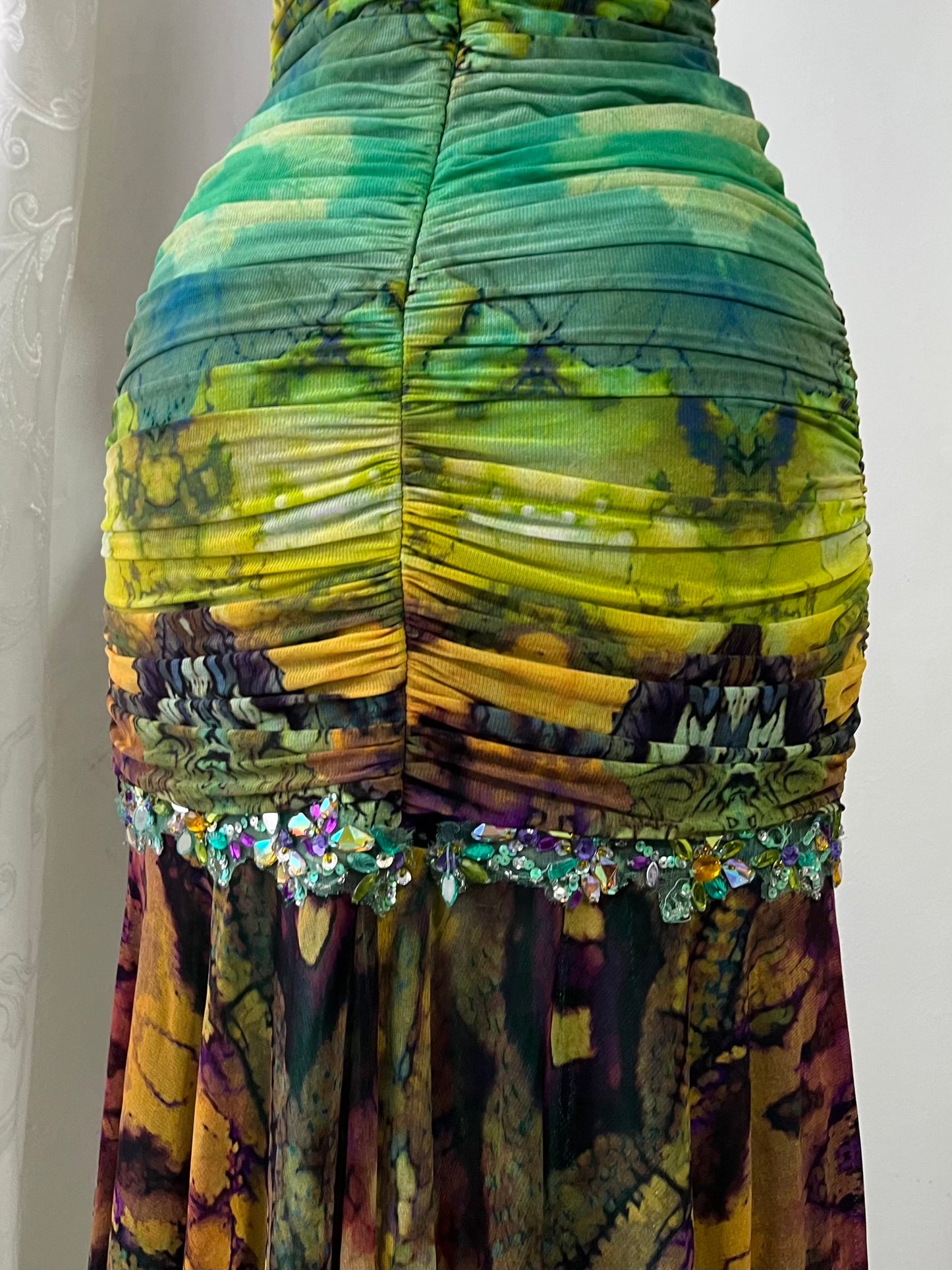 Chrysalis style ball gown with exquisite hand embroidered rhinestones and embellishments-size L