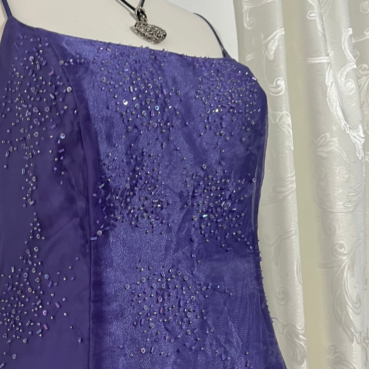 Captivating purple gown dress with exquisite hand embroidered sequins- Size L/XL