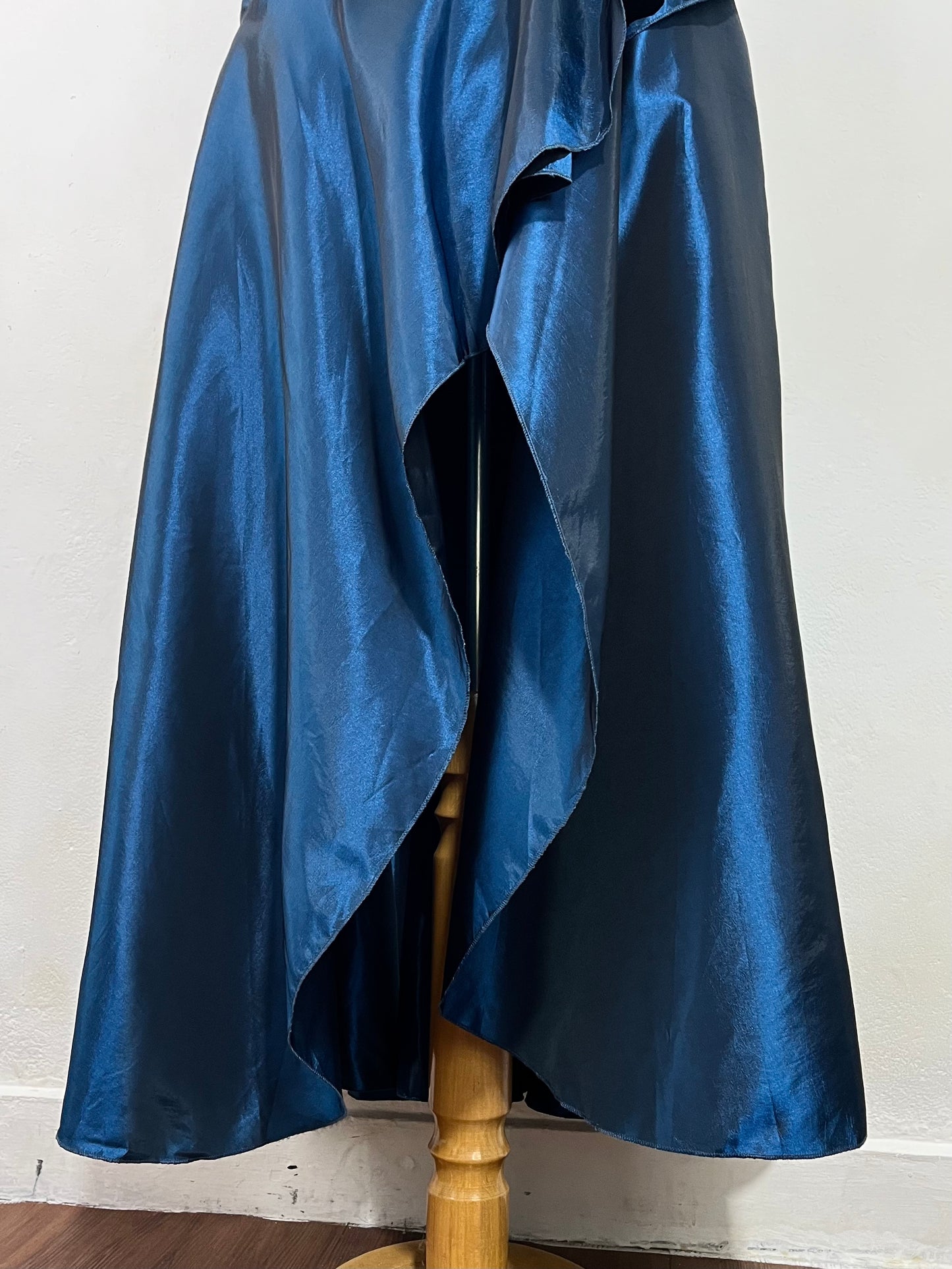 Dark blue iridescent taffeta corset dress- size L/XL
