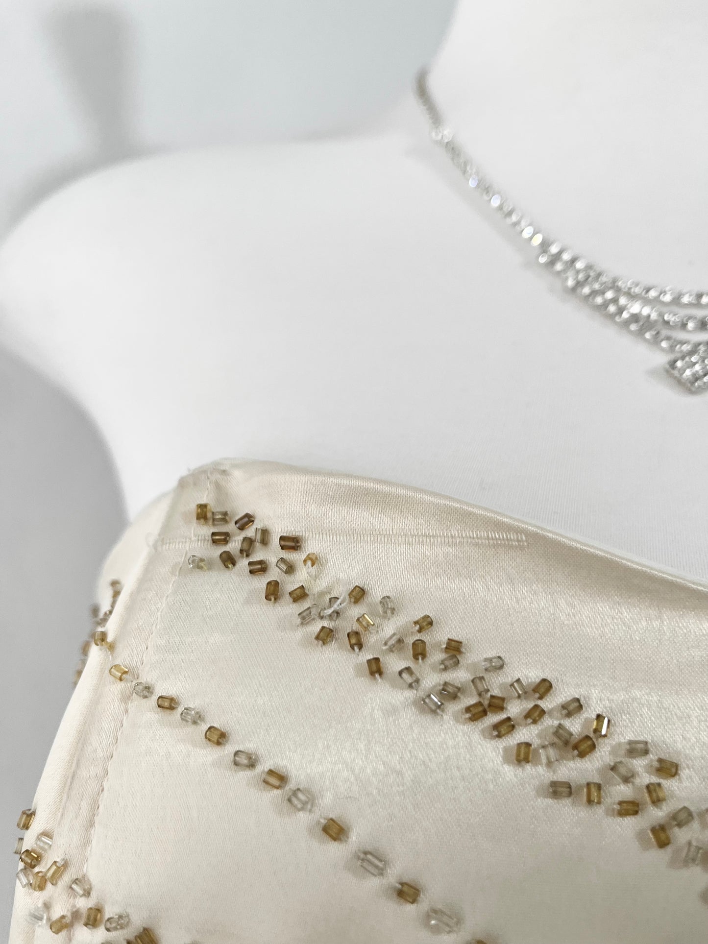 Ivory corset mermaid dress with embroidered embellishments-size S