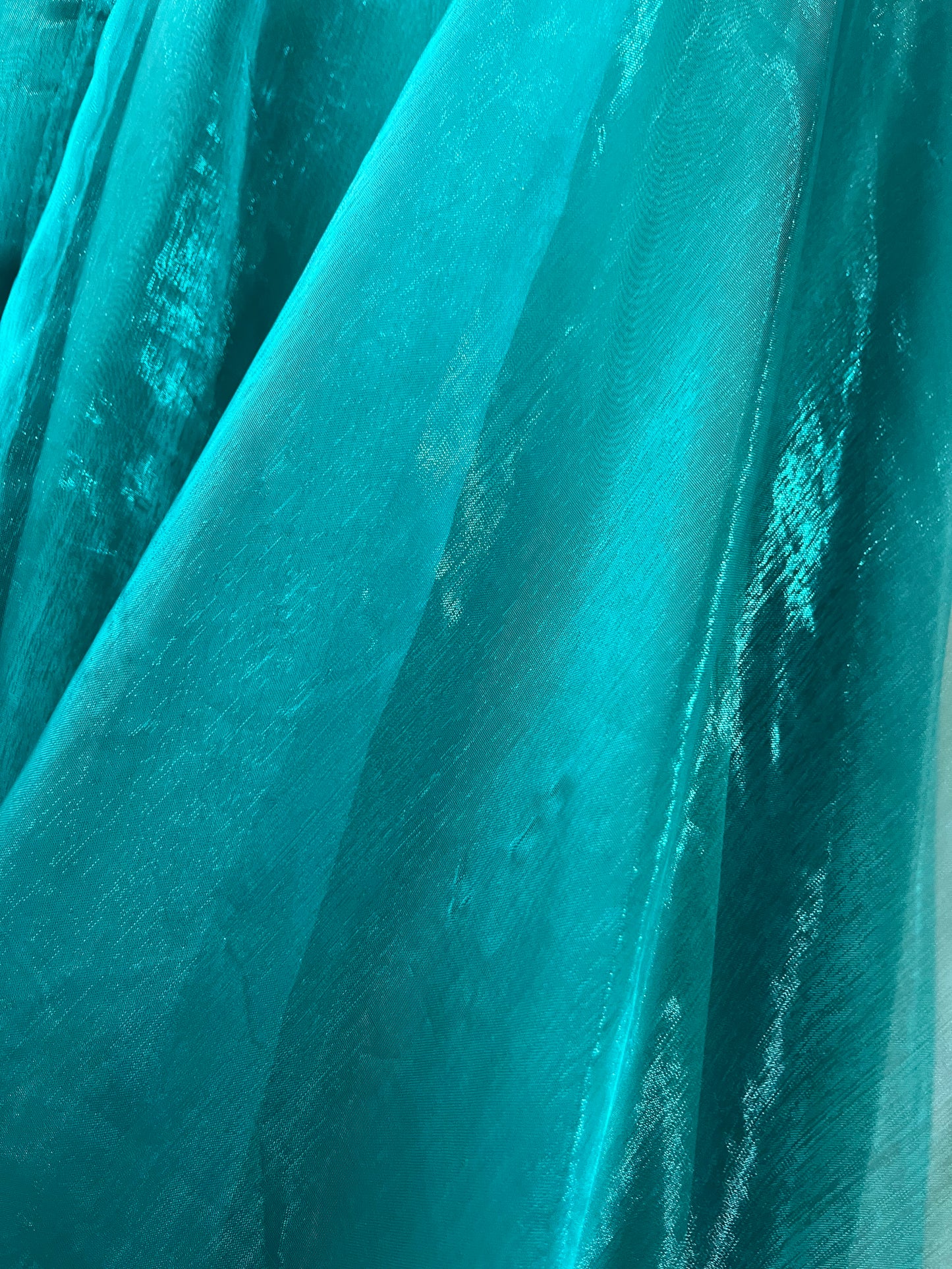 Turquoise dress with sequined waistband and matchinf cape